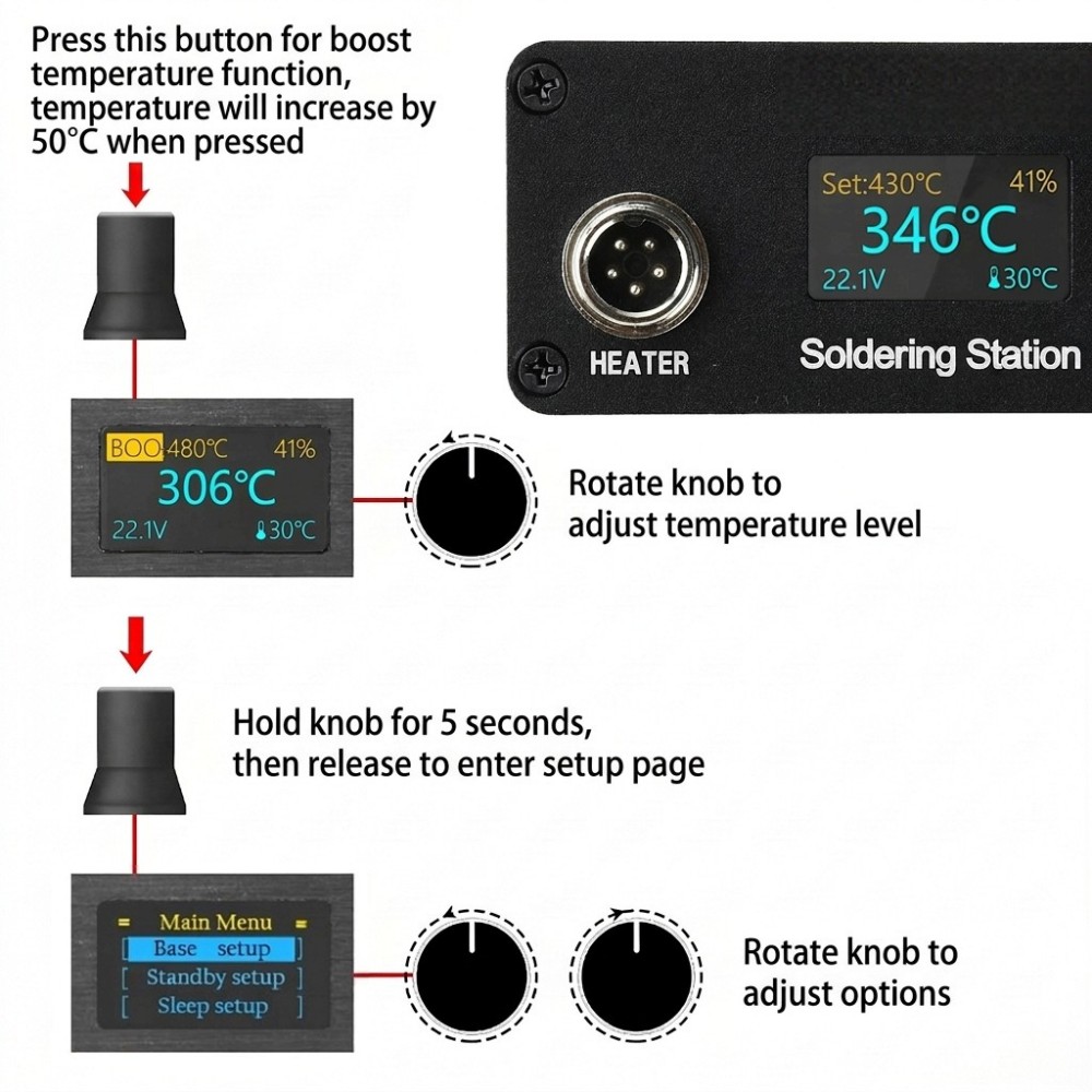 สถานีบัดกรี T12 AC100‑240V จอแ - T12 Soldering Station Oled บทวิจารณ์และราคา